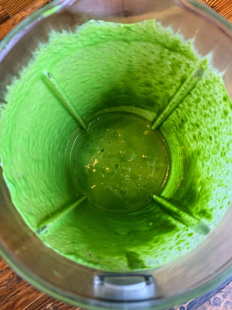 spinach pesto sauce in a blender.