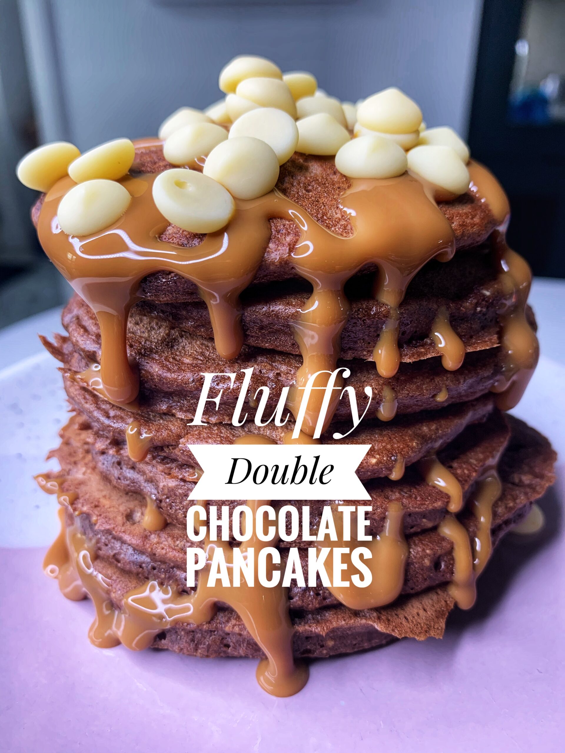 Fluffy Double Chocolate Pancakes  