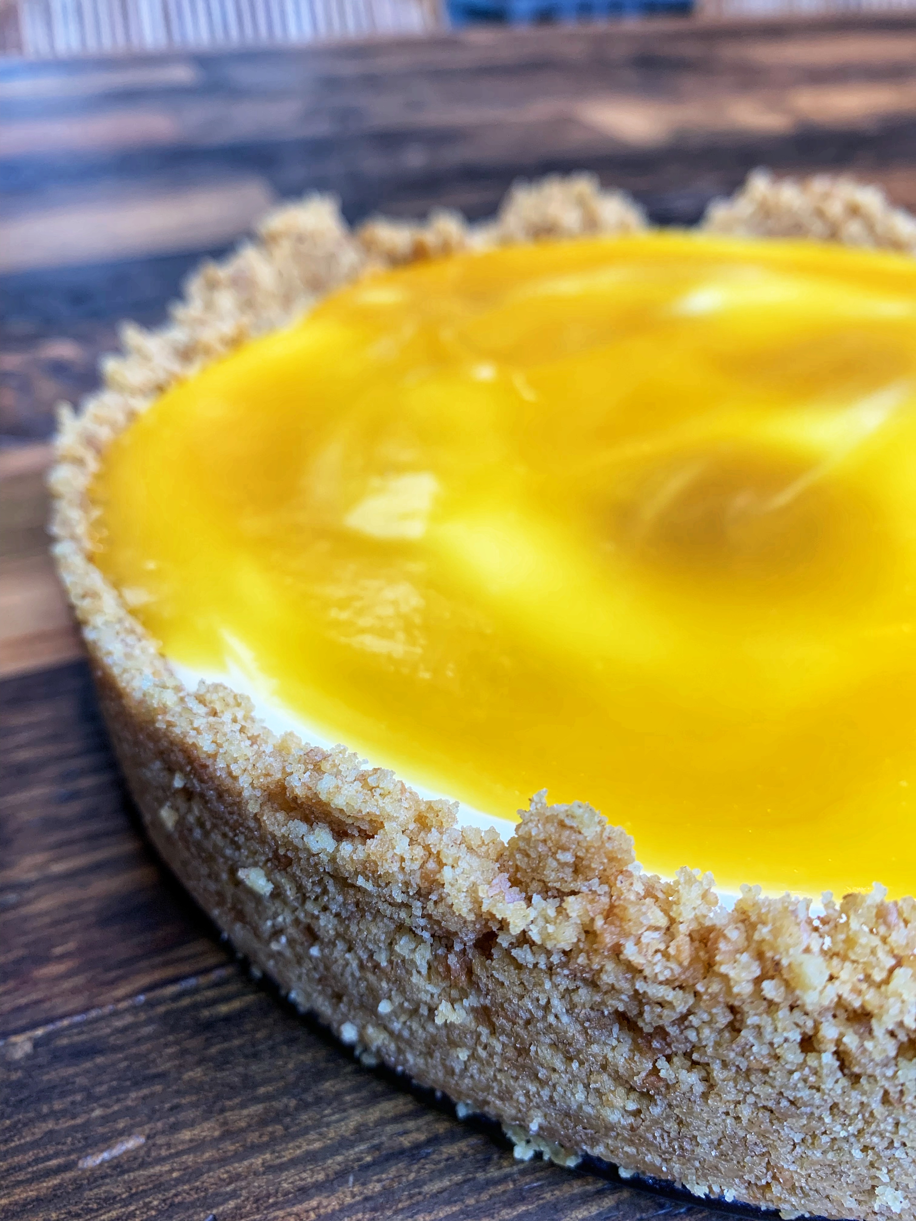 Easy No-Bake Passionfruit Cheesecake, made with Passionfruit Curd.